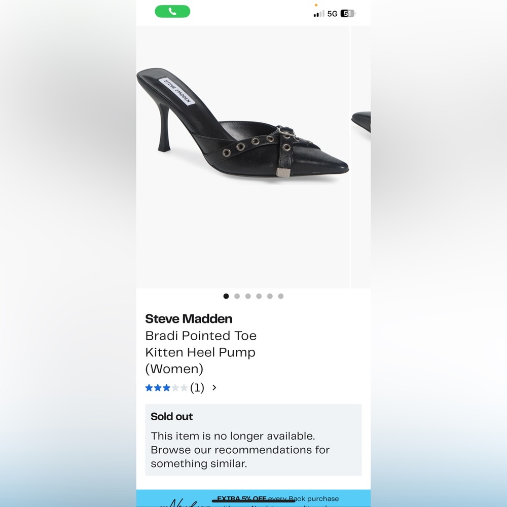 Steve Madden is Women’s Sleek Black pointed Toe kitten heel pump size 10 - Picture 8 of 8